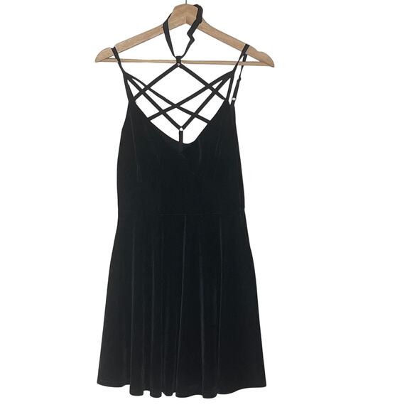 KILLSTAR BLACK MAGICA SKATER VELVET MINI DRESS SIZE M - Picture 2 of 11